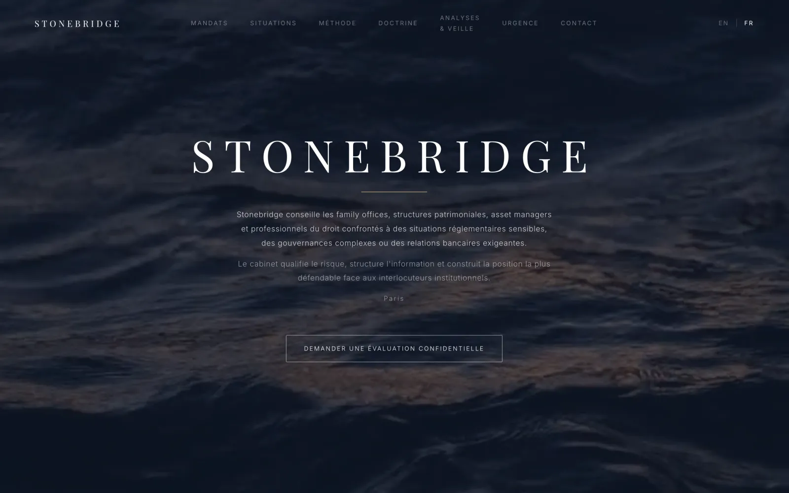 Stonebridge - Site vitrine pour un consultant en conformité financière